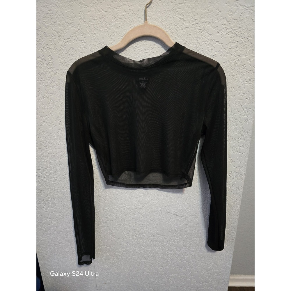 Rue 21 Cropped Long Sleeve Sheer Black